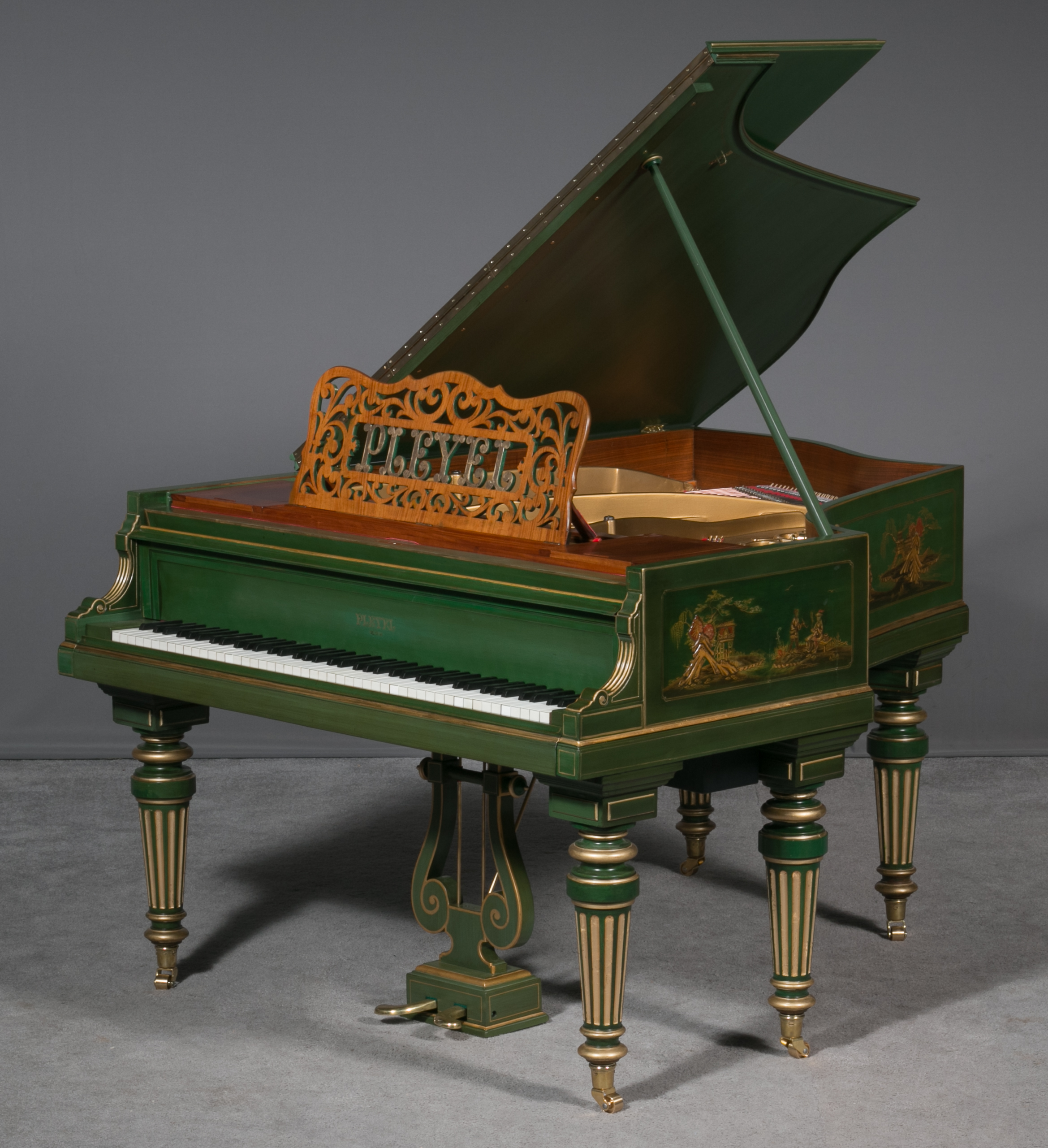 green grand piano