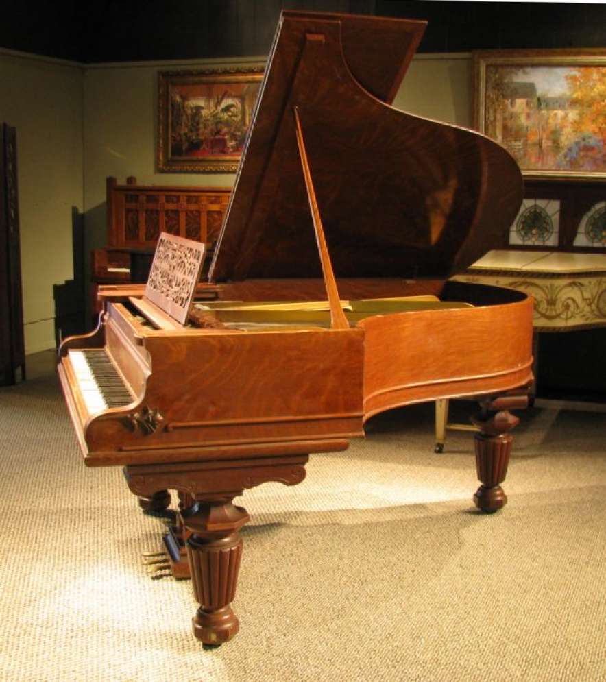 Mason & Hamlin Oak Victorian Model A Parlor Grand Piano - Antique Piano 