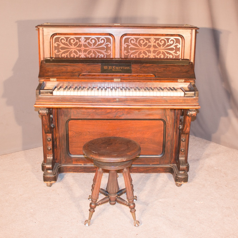 Rare W. P. Emerson Cottage Size Upright Piano-Forte - Antique Piano Shop
