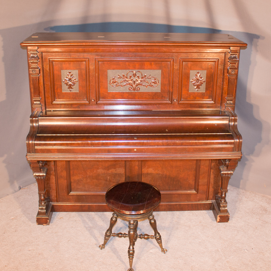 Sohmer Victorian Walnut Upright Piano - Antique Piano Shop