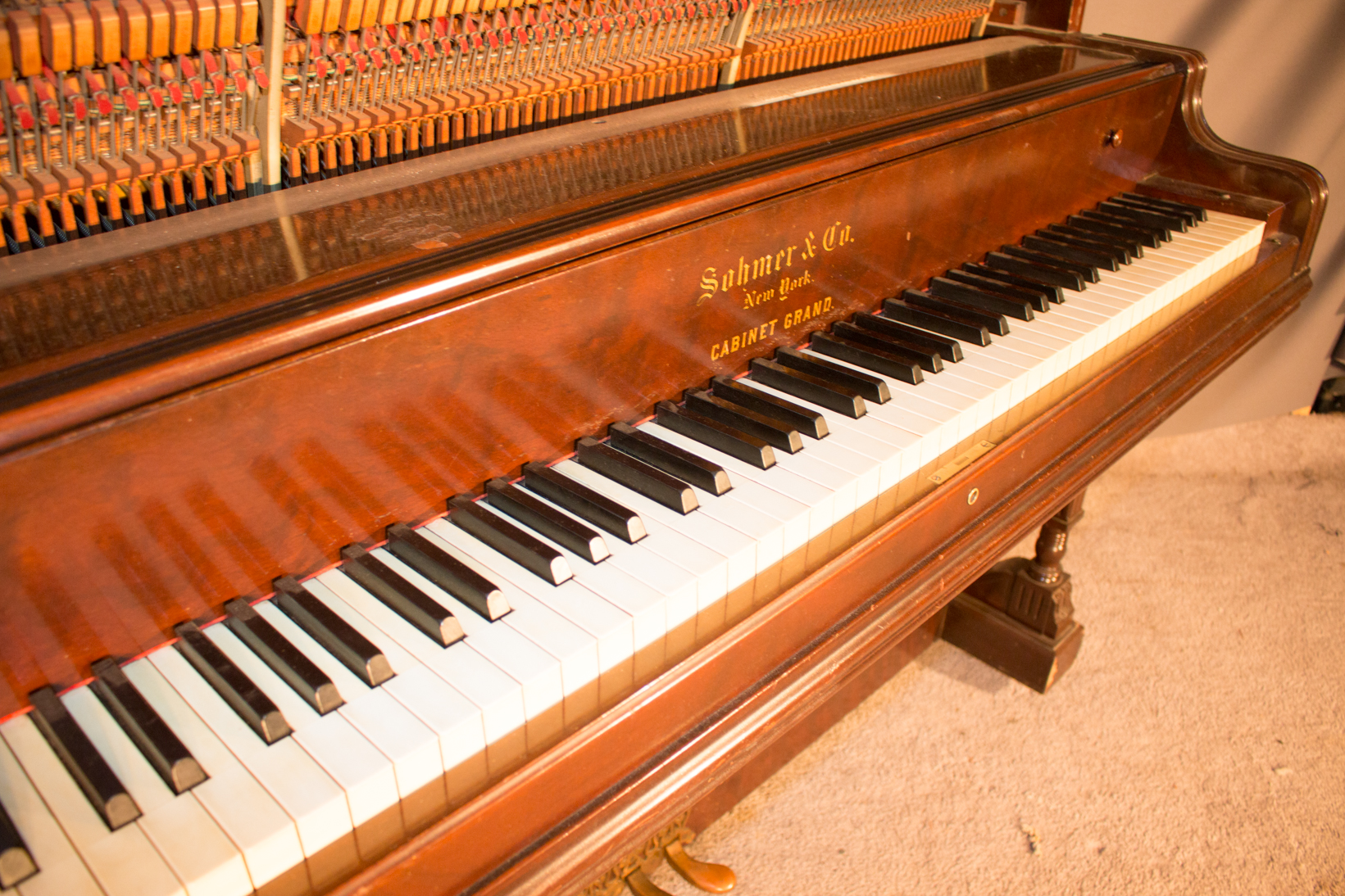 Sohmer Victorian Walnut Upright Piano - Antique Piano Shop