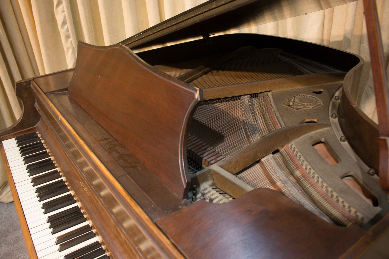 Laffargue Apartment Size Baby Grand Piano in the historic “William & Mary” style Antique Piano